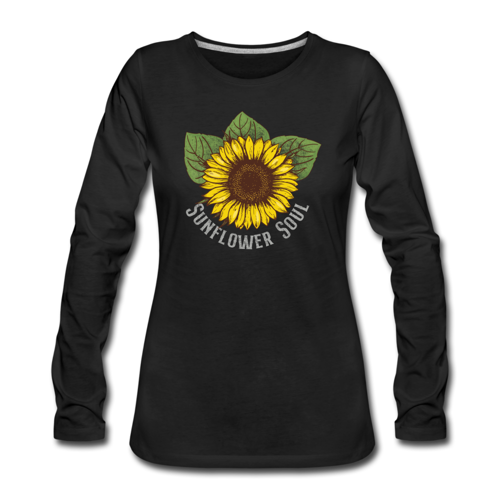 Sunflower Soul- Women's Premium Long Sleeve T-Shirt - black
