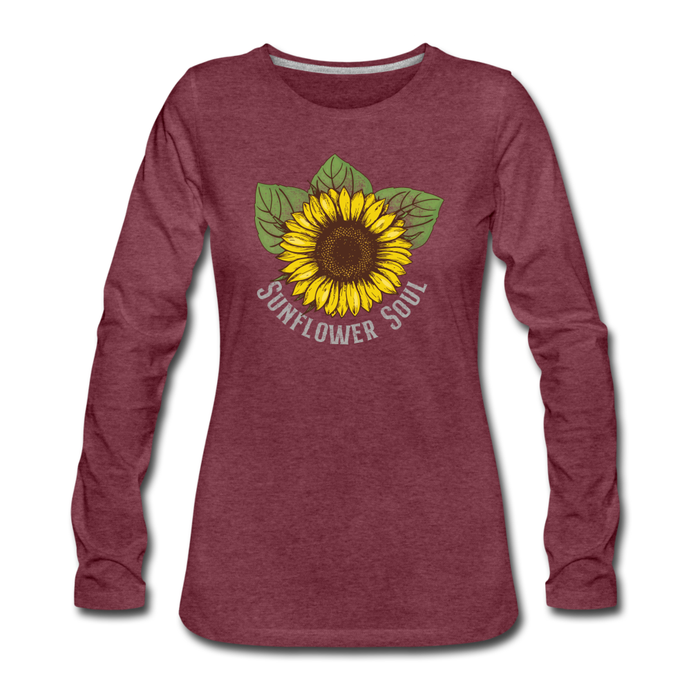 Sunflower Soul- Women's Premium Long Sleeve T-Shirt - heather burgundy