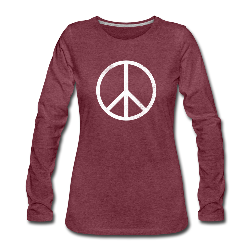 Peace Sign- Women's Premium Long Sleeve T-Shirt - heather burgundy