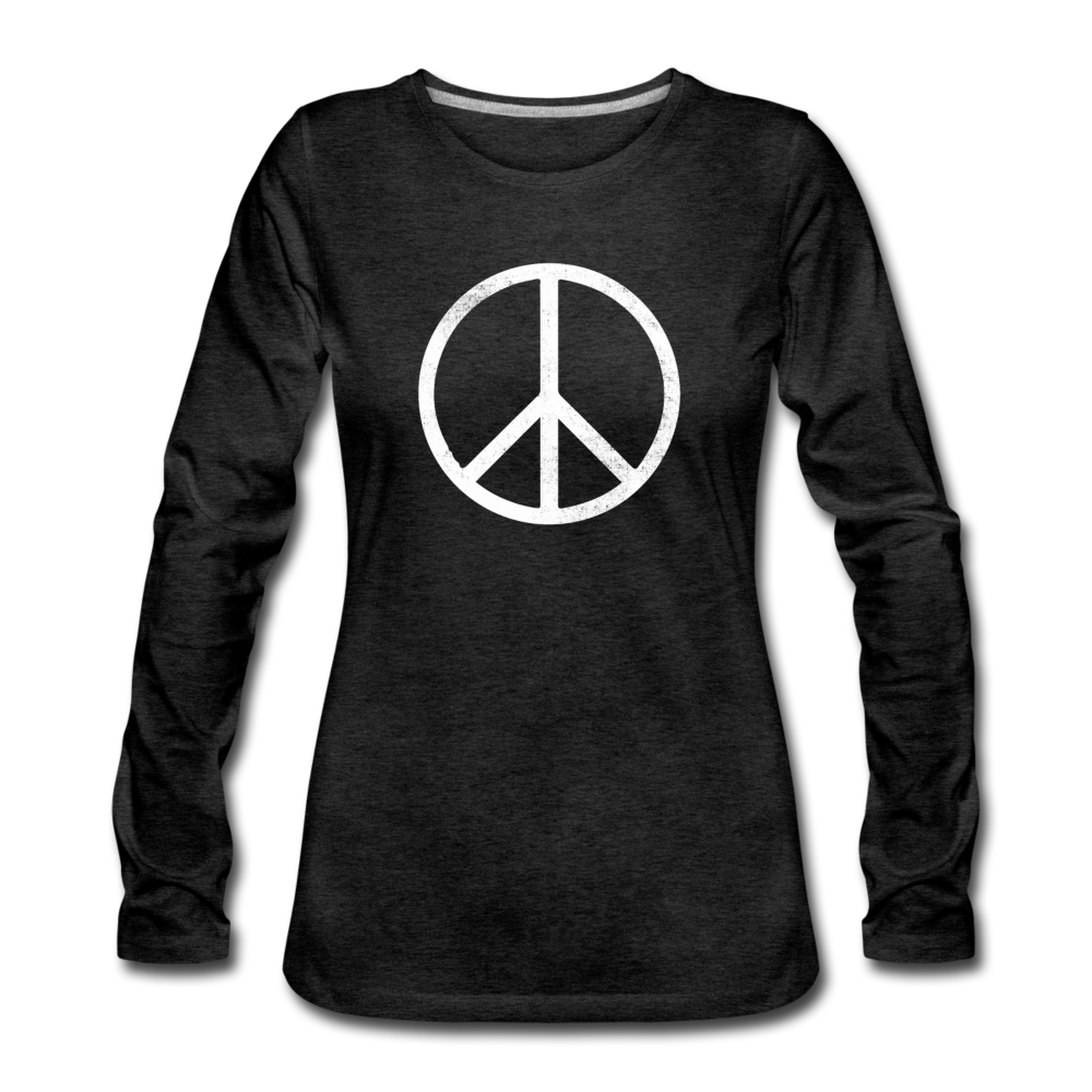Peace Sign- Women's Premium Long Sleeve T-Shirt - charcoal gray