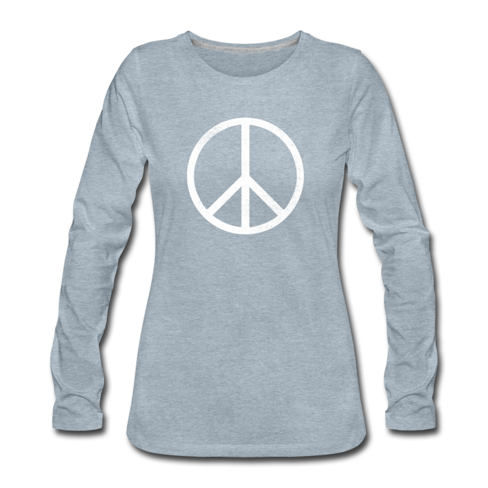 Peace Sign- Women's Premium Long Sleeve T-Shirt - heather ice blue