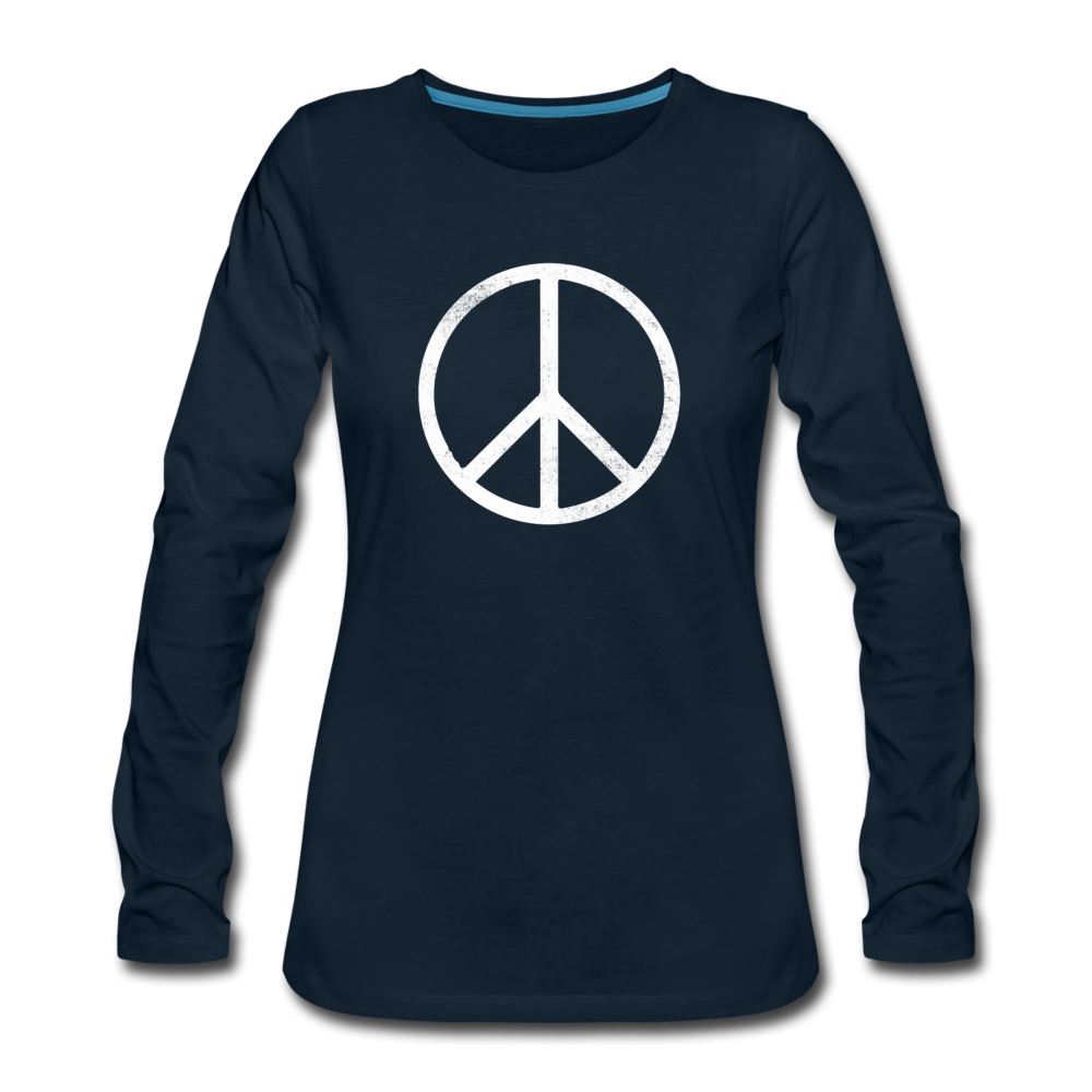 Peace Sign- Women's Premium Long Sleeve T-Shirt - deep navy