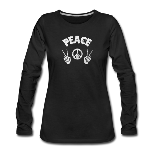 Peace Skeleton- Women's Premium Long Sleeve T-Shirt - black