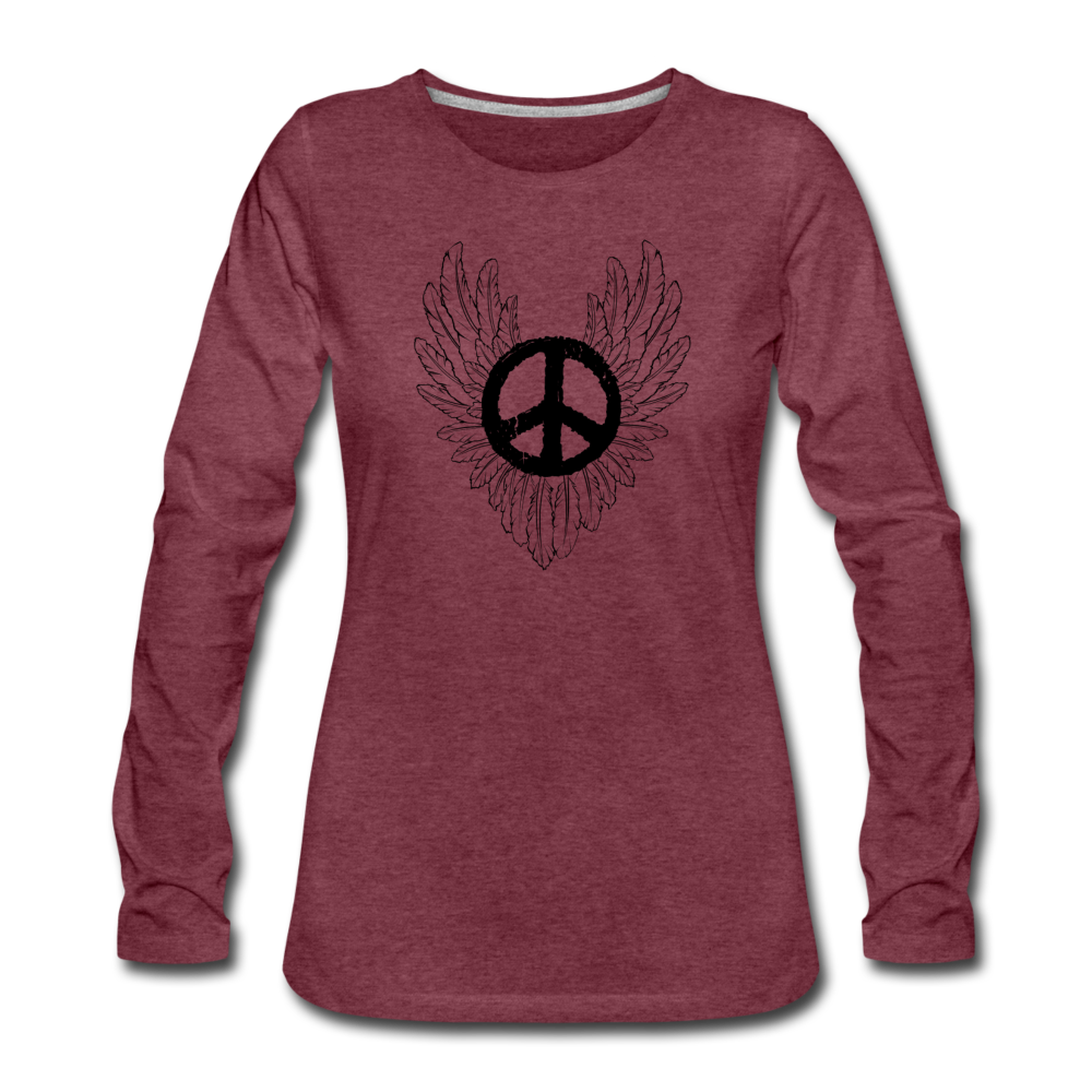 Peace Sign Wings - heather burgundy