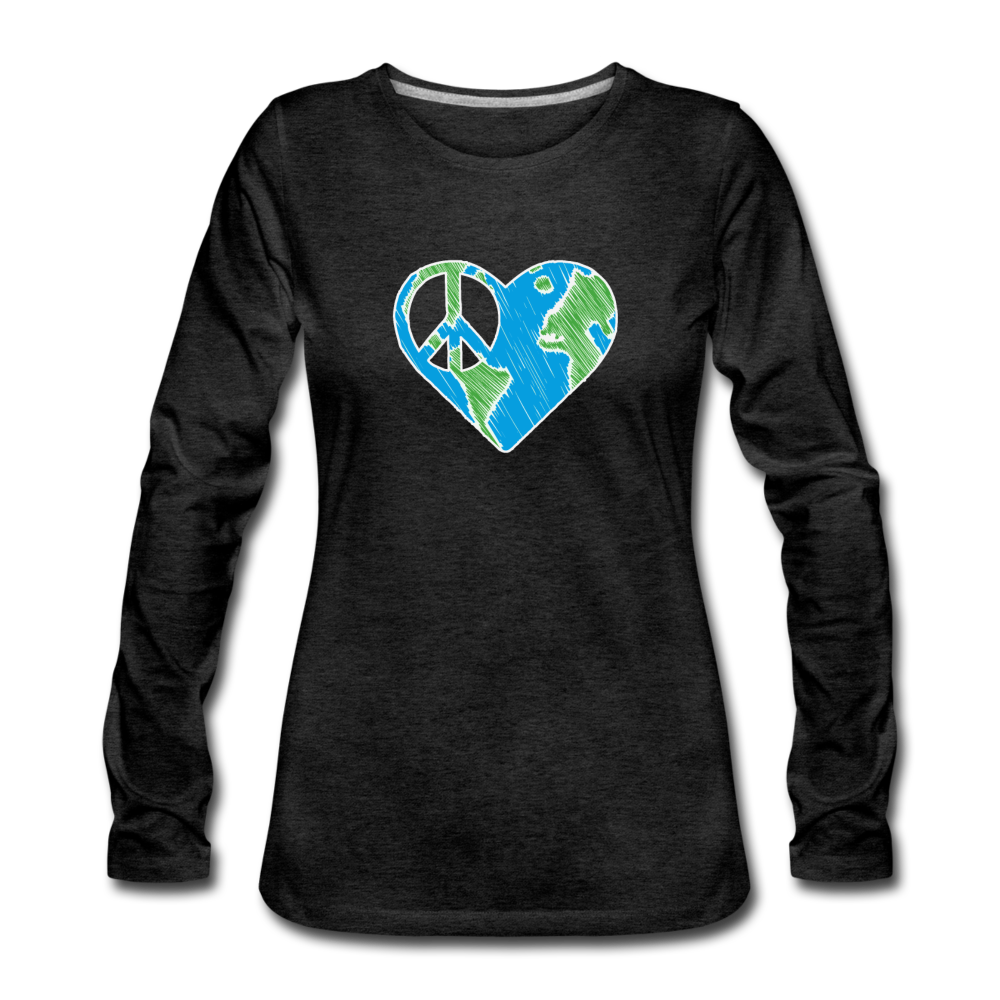 Peace Heart Sign - charcoal gray
