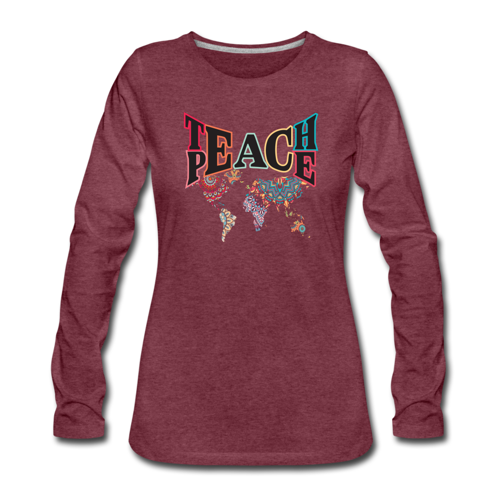 Teach Peace - heather burgundy
