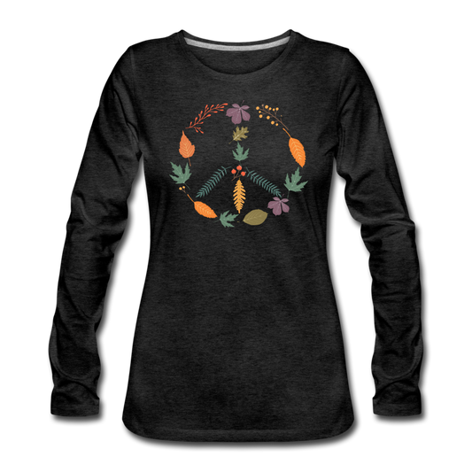 Autumn Leaves Peace Sign - charcoal gray