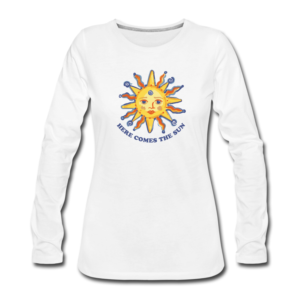 Here Comes The Sun- Sunshine-  Long Sleeve T-Shirt - white