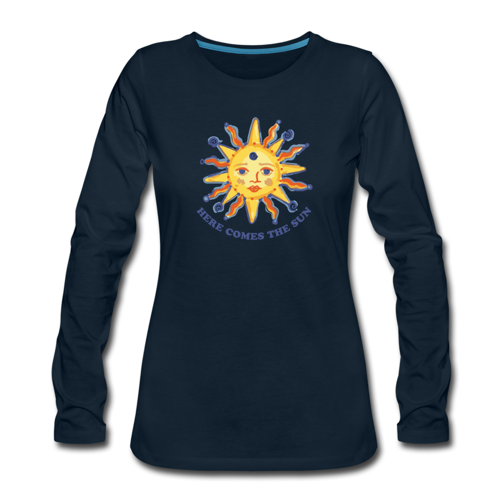Here Comes The Sun- Sunshine-  Long Sleeve T-Shirt - deep navy