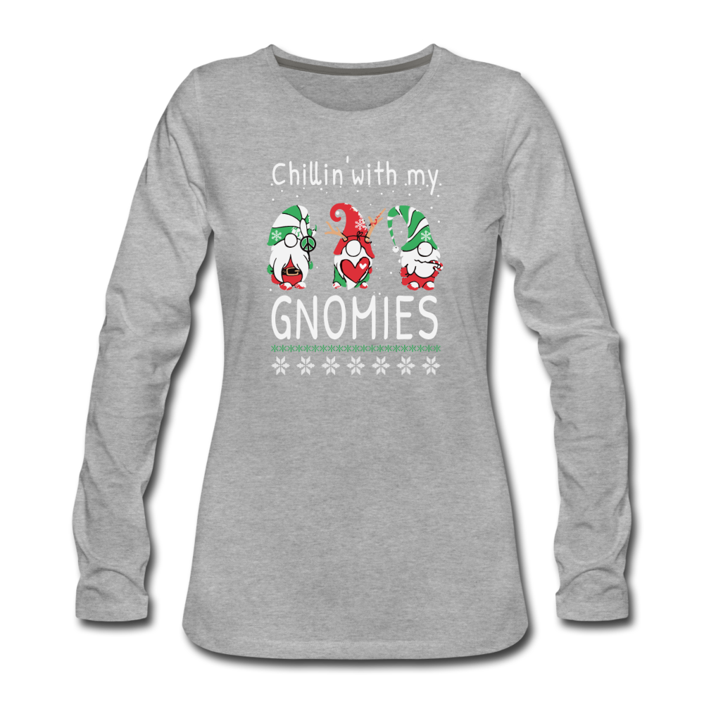 Chillin With My Gnomies- Women's Premium Long Sleeve T-Shirt - heather gray
