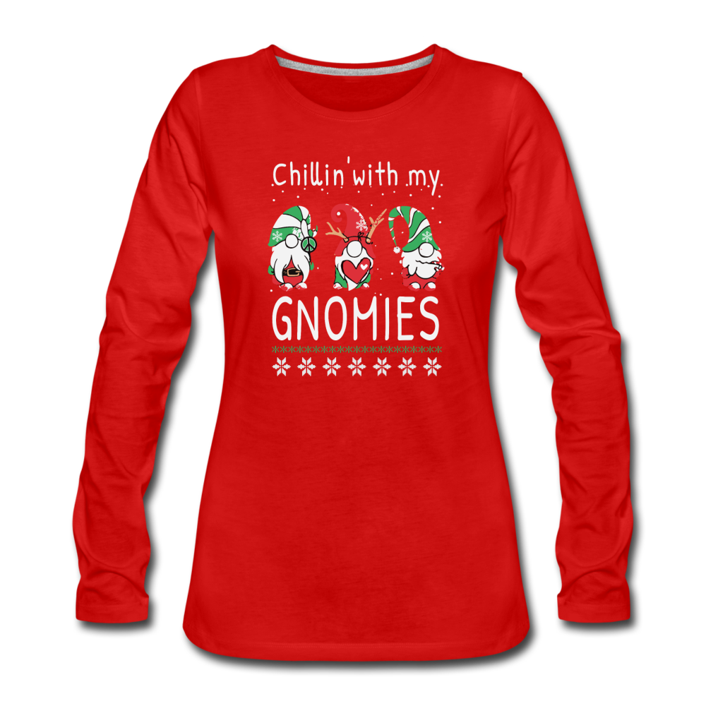 Chillin With My Gnomies- Women's Premium Long Sleeve T-Shirt - red