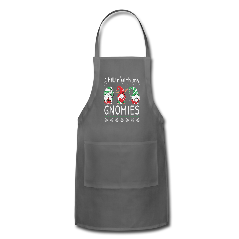 Chillin With My Gnomies- Adjustable Apron - charcoal
