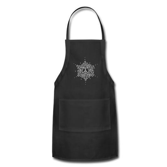 Peace- Love- Snow Flake- Adjustable Apron - black