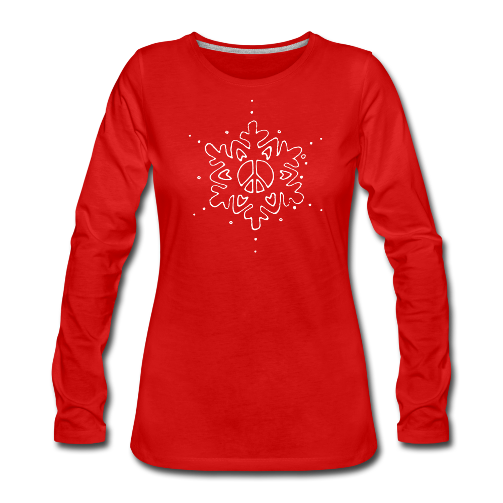 Peace Love Snowflake Women's Premium Long Sleeves - red