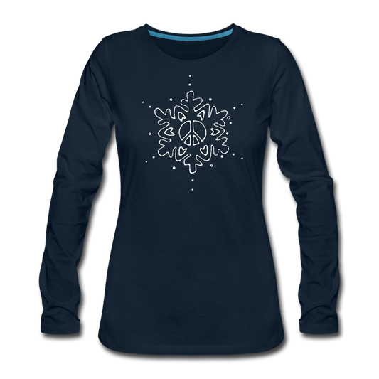 Peace Love Snowflake Women's Premium Long Sleeves - deep navy