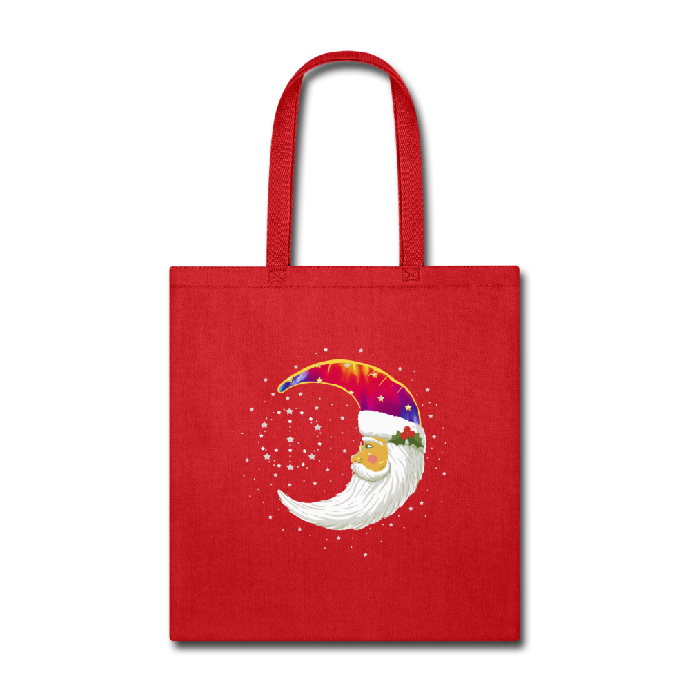 Moon Peace Sign- Tote Bag - red