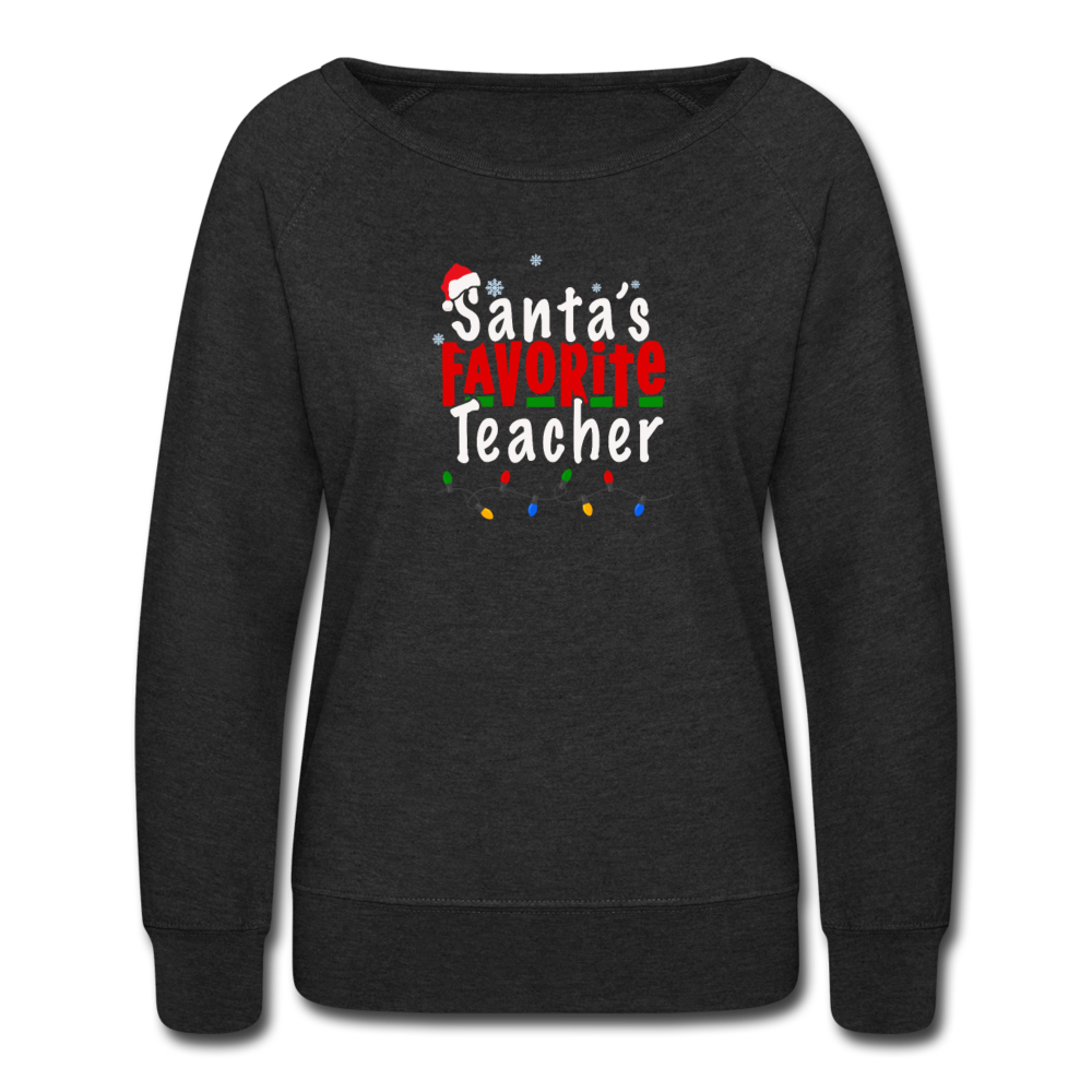 Santa's Favorite Teacher- Women’s Crewneck Sweatshirt - heather black
