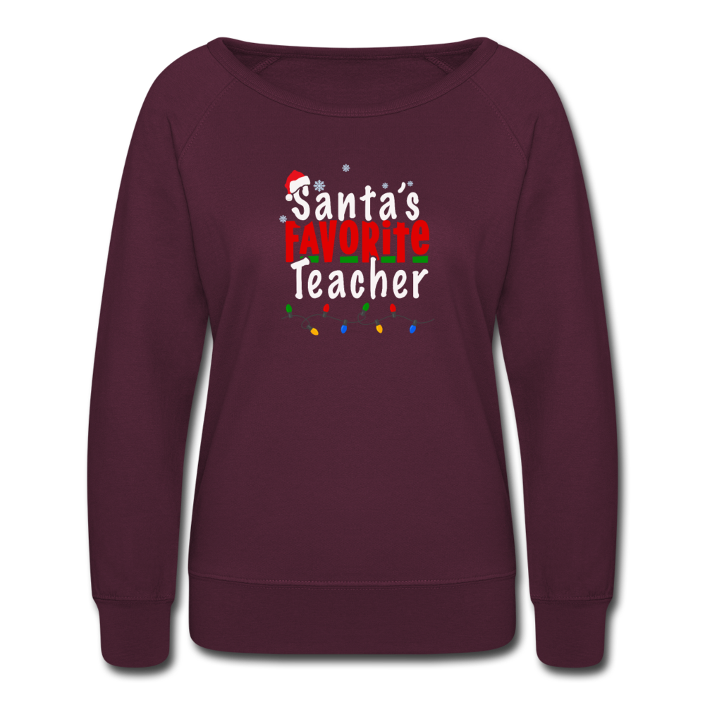 Santa's Favorite Teacher- Women’s Crewneck Sweatshirt - plum