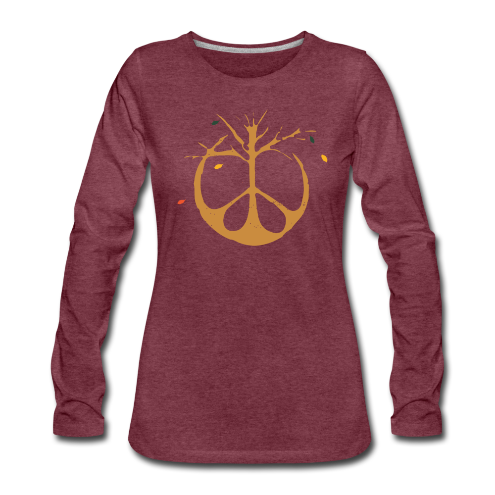 Fall Peace sign- Women's Premium Long Sleeve T-Shirt - heather burgundy