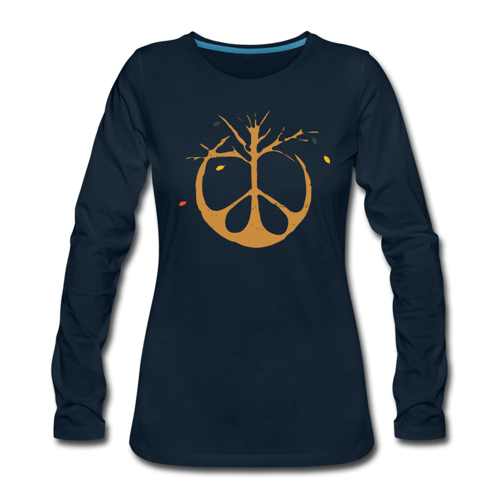 Fall Peace sign- Women's Premium Long Sleeve T-Shirt - deep navy