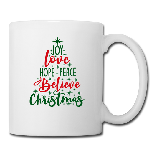 Peace Love Joy Coffee/Tea Mug - white