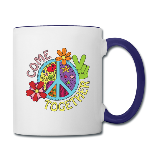 Come Together Contrast Coffee Mug - white/cobalt blue