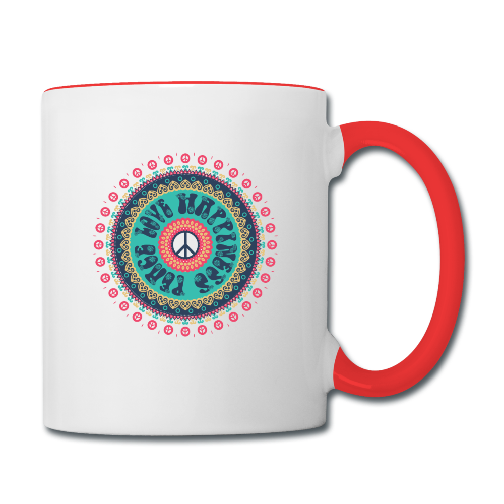 Peace Love Happiness - Contrast Coffee Mug - white/red