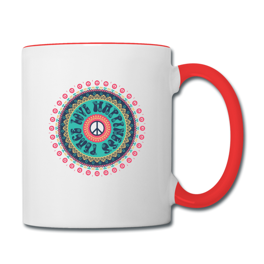 Peace Love Happiness - Contrast Coffee Mug - white/red