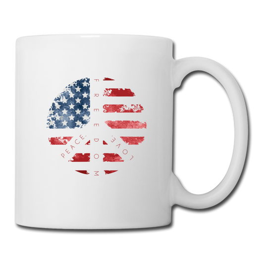 Peace Love Freedom Coffee/Tea Mug - white