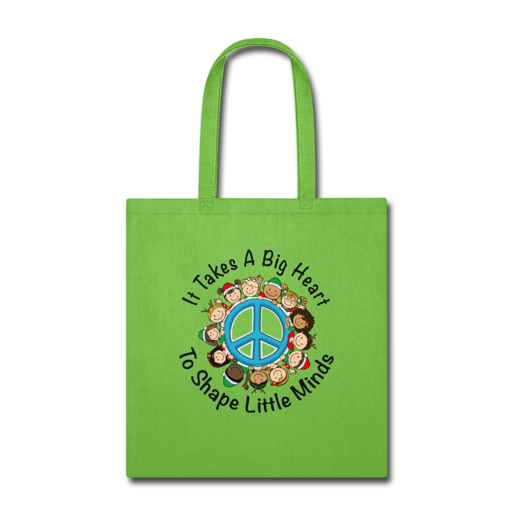 Teach Peace Appreciation Tote Bag - lime green