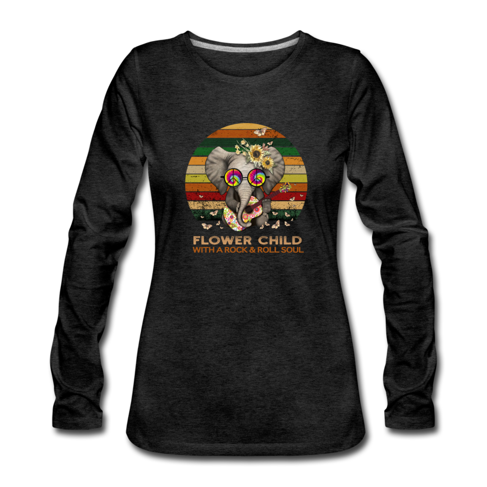 Hippie Rock n Roll Soul Women's Premium Long Sleeve T-Shirt - charcoal grey