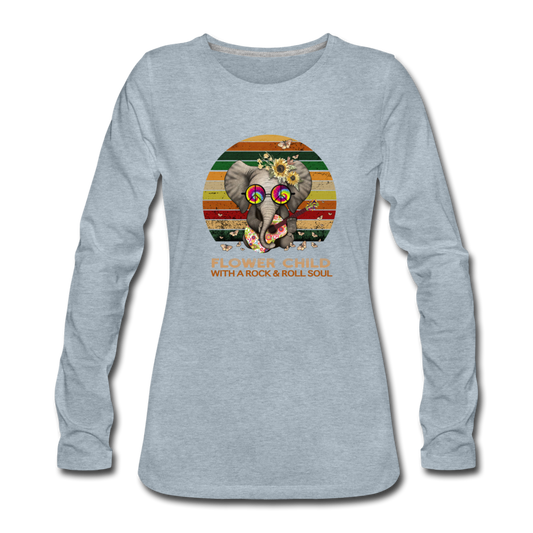 Hippie Rock n Roll Soul Women's Premium Long Sleeve T-Shirt - heather ice blue