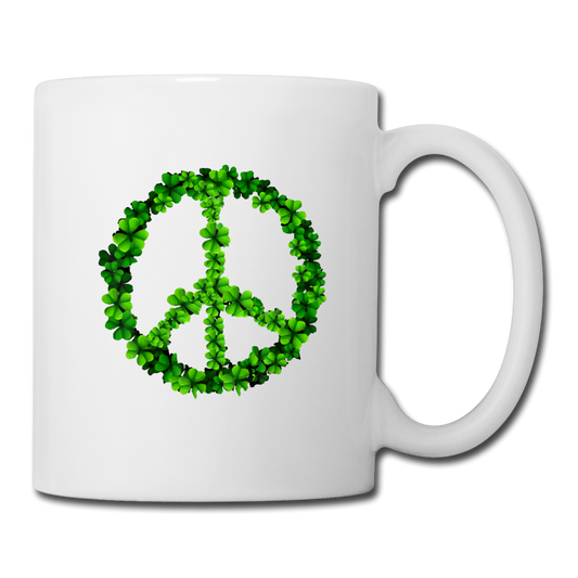 Shamrock Peace Sign Coffee/Tea Mug - white