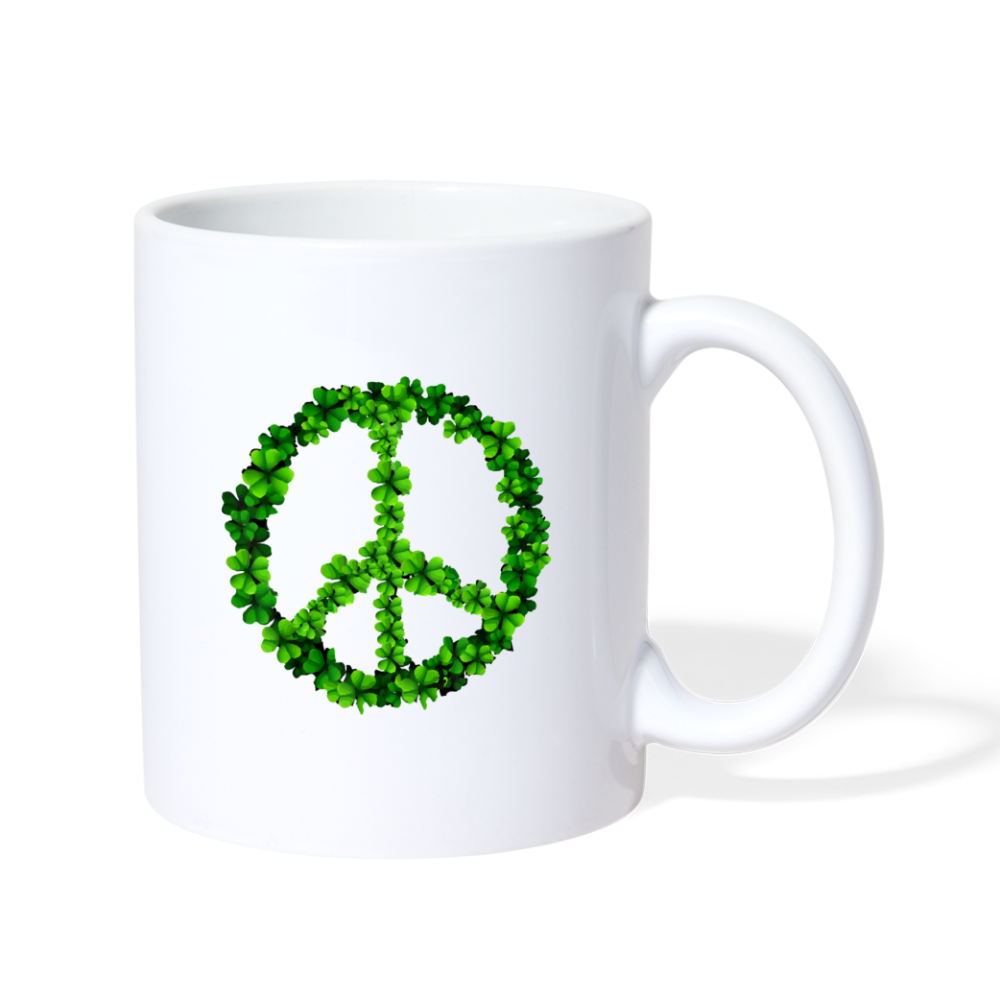 Shamrock Peace Sign Coffee/Tea Mug - white