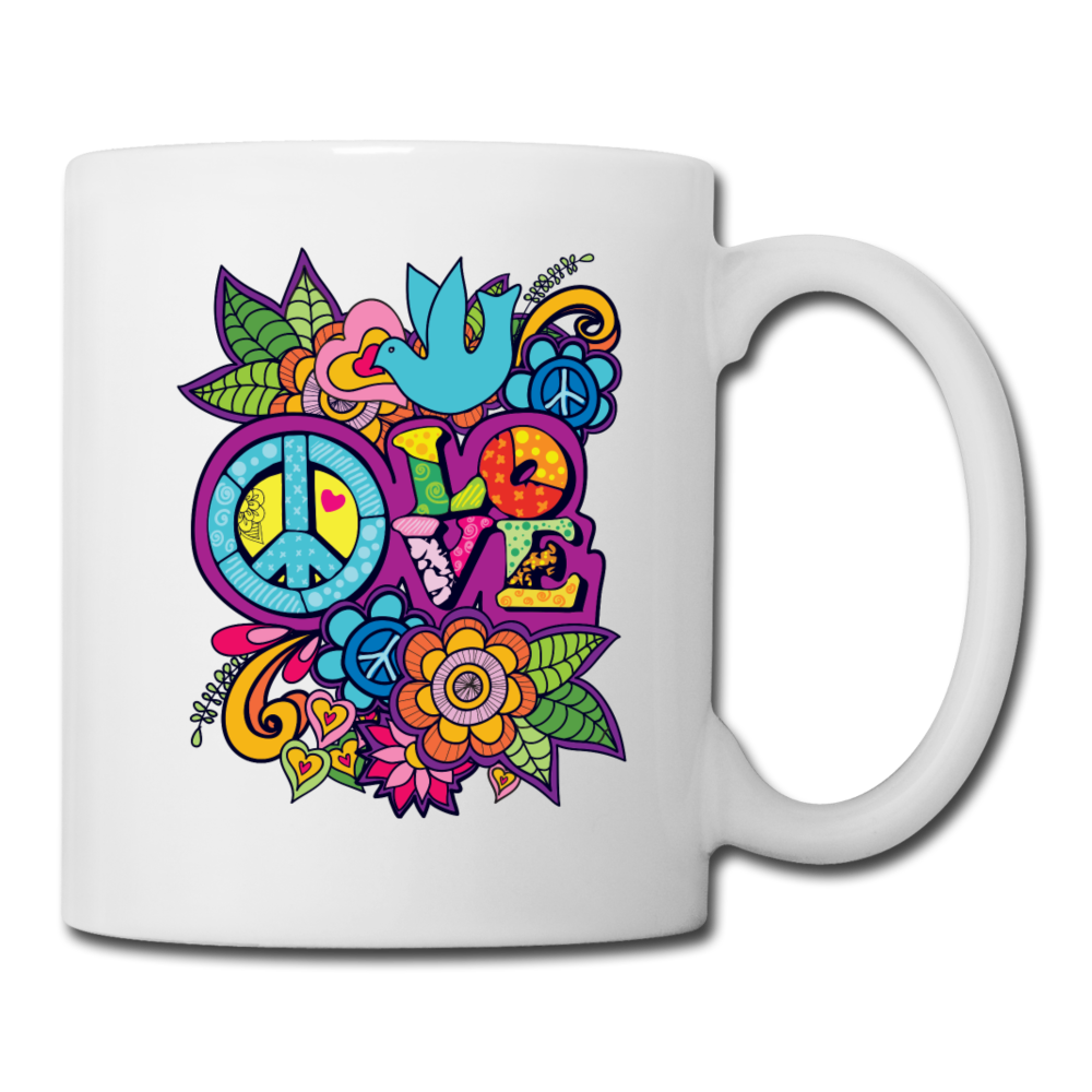 Peace And Love Coffee/Tea Mug - white