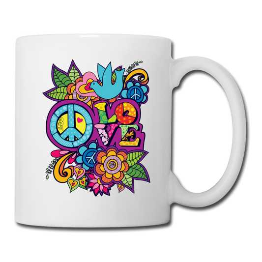 Peace And Love Coffee/Tea Mug - white