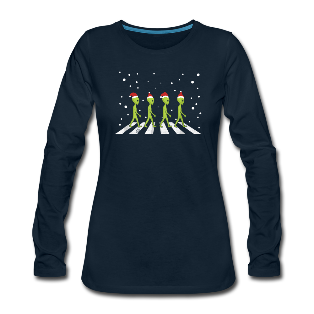 Aliens Crossing Street - Women's Premium Long Sleeve T-Shirt - deep navy