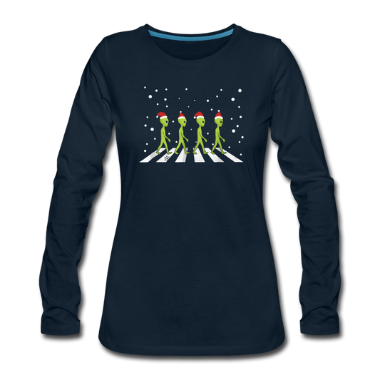 Aliens Crossing Street - Women's Premium Long Sleeve T-Shirt - deep navy