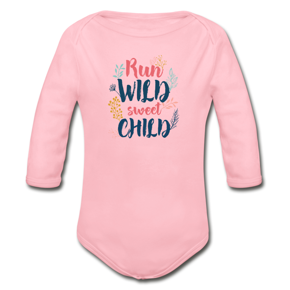 Sweet Child - Organic Long Sleeve Baby Bodysuit - light pink