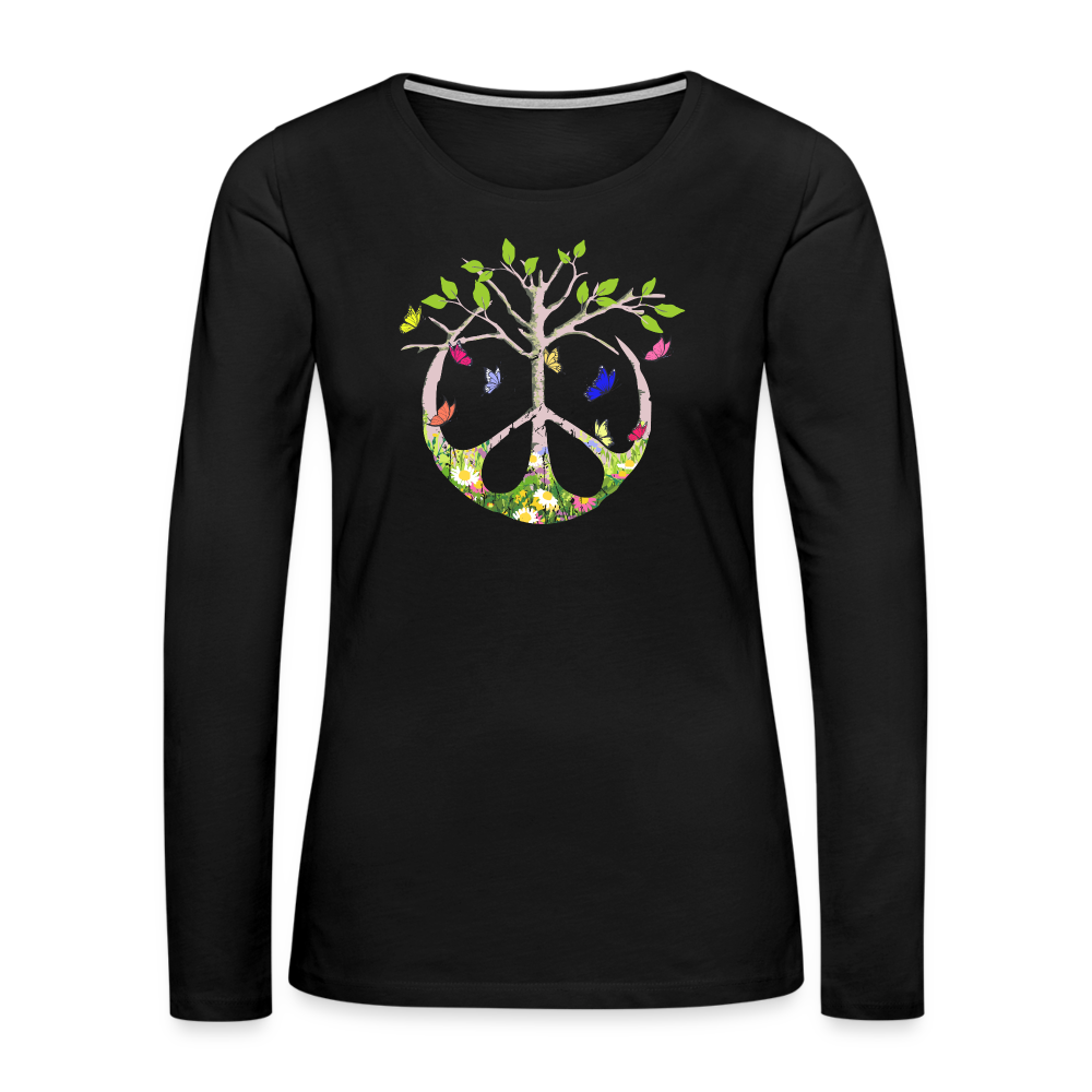 Spring Peace Tree Women's Premium Long Sleeve T-Shirt - black