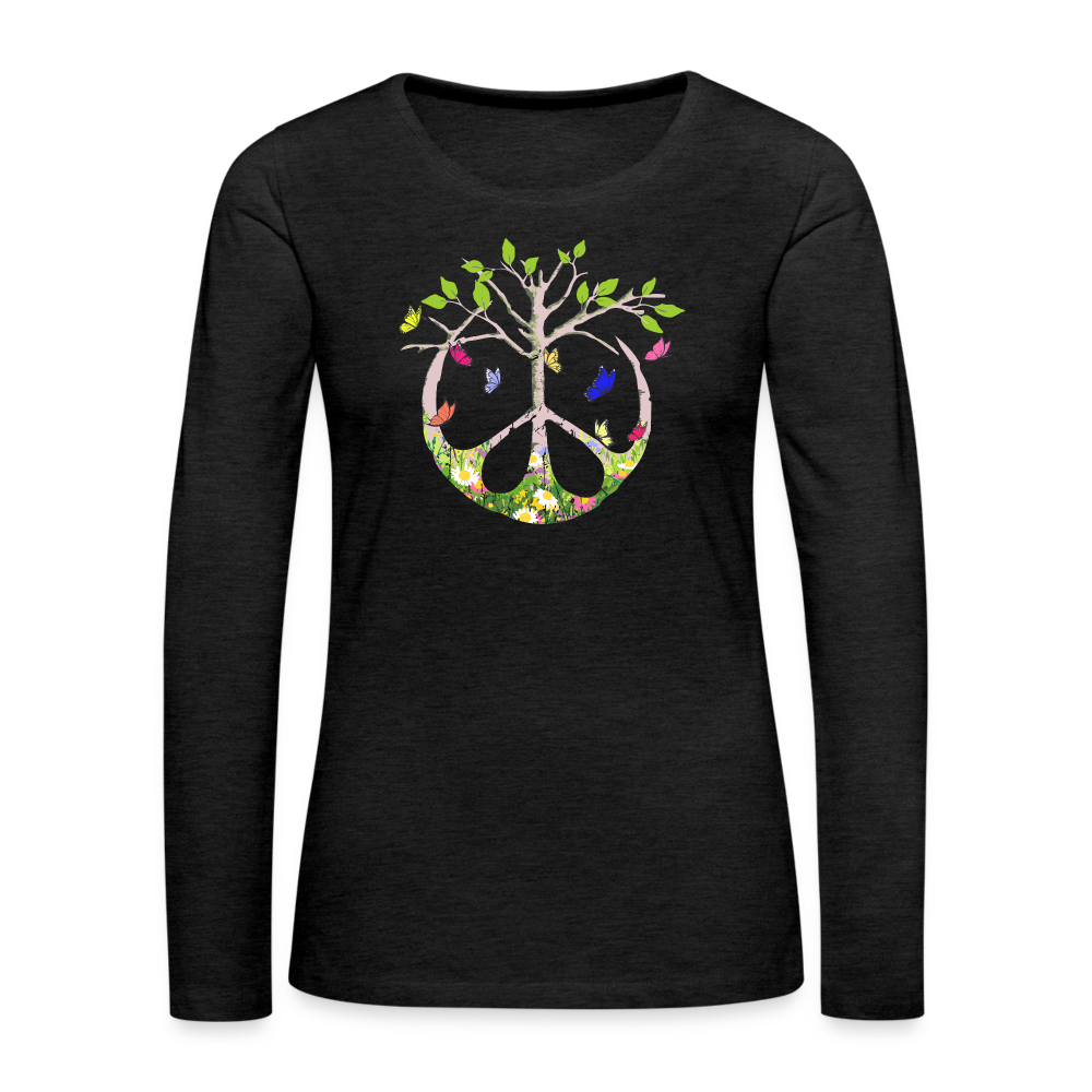 Spring Peace Tree Women's Premium Long Sleeve T-Shirt - charcoal grey