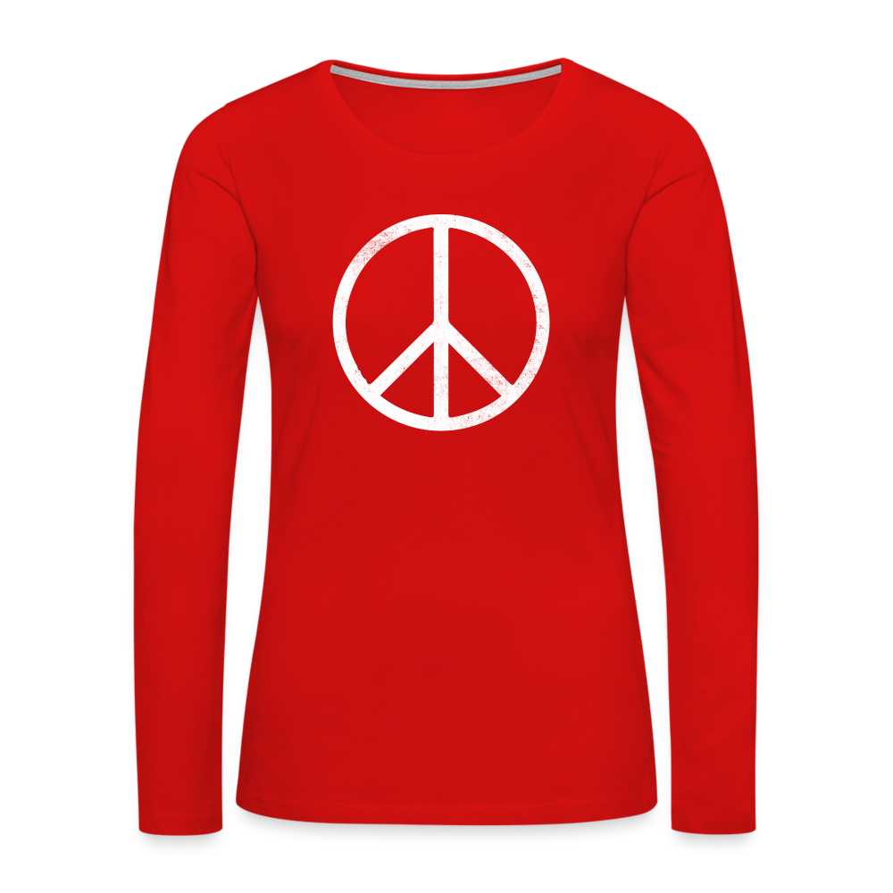 Peace Sign Women's Premium Long Sleeve T-Shirt - red