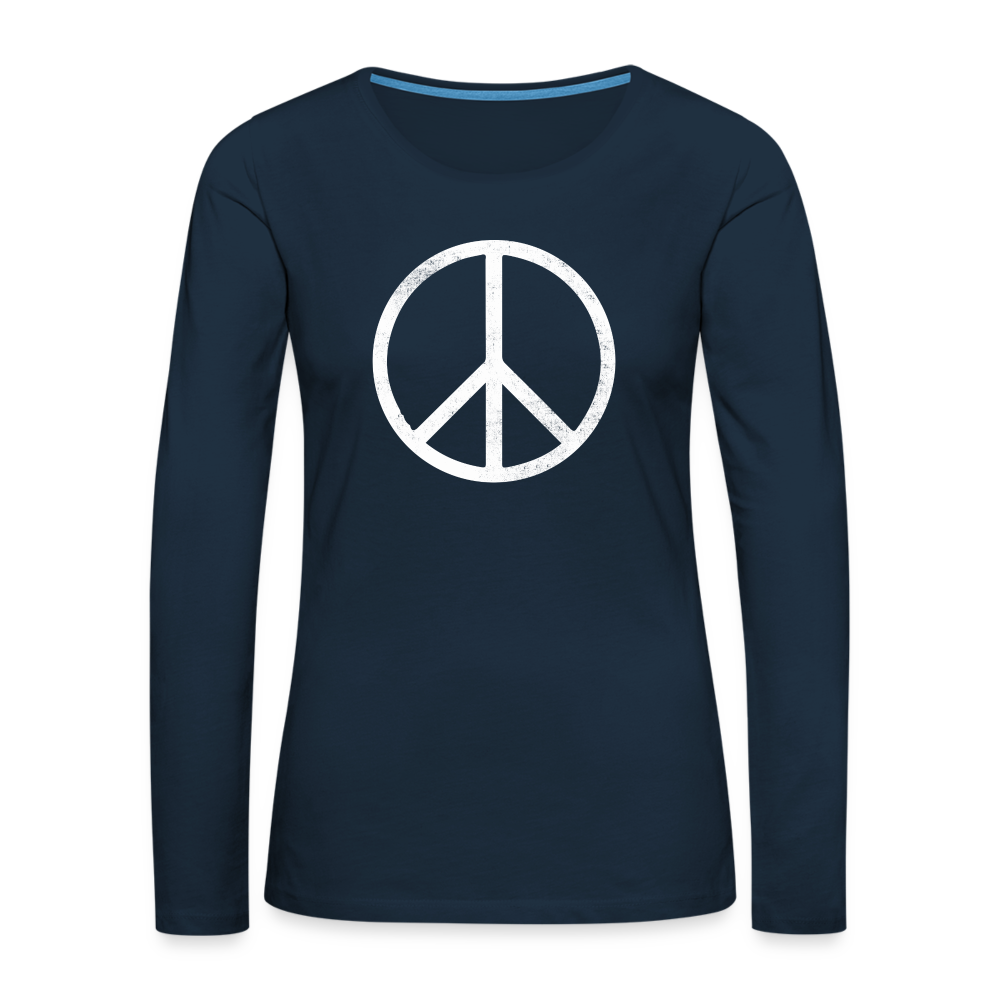 Peace Sign Women's Premium Long Sleeve T-Shirt - deep navy