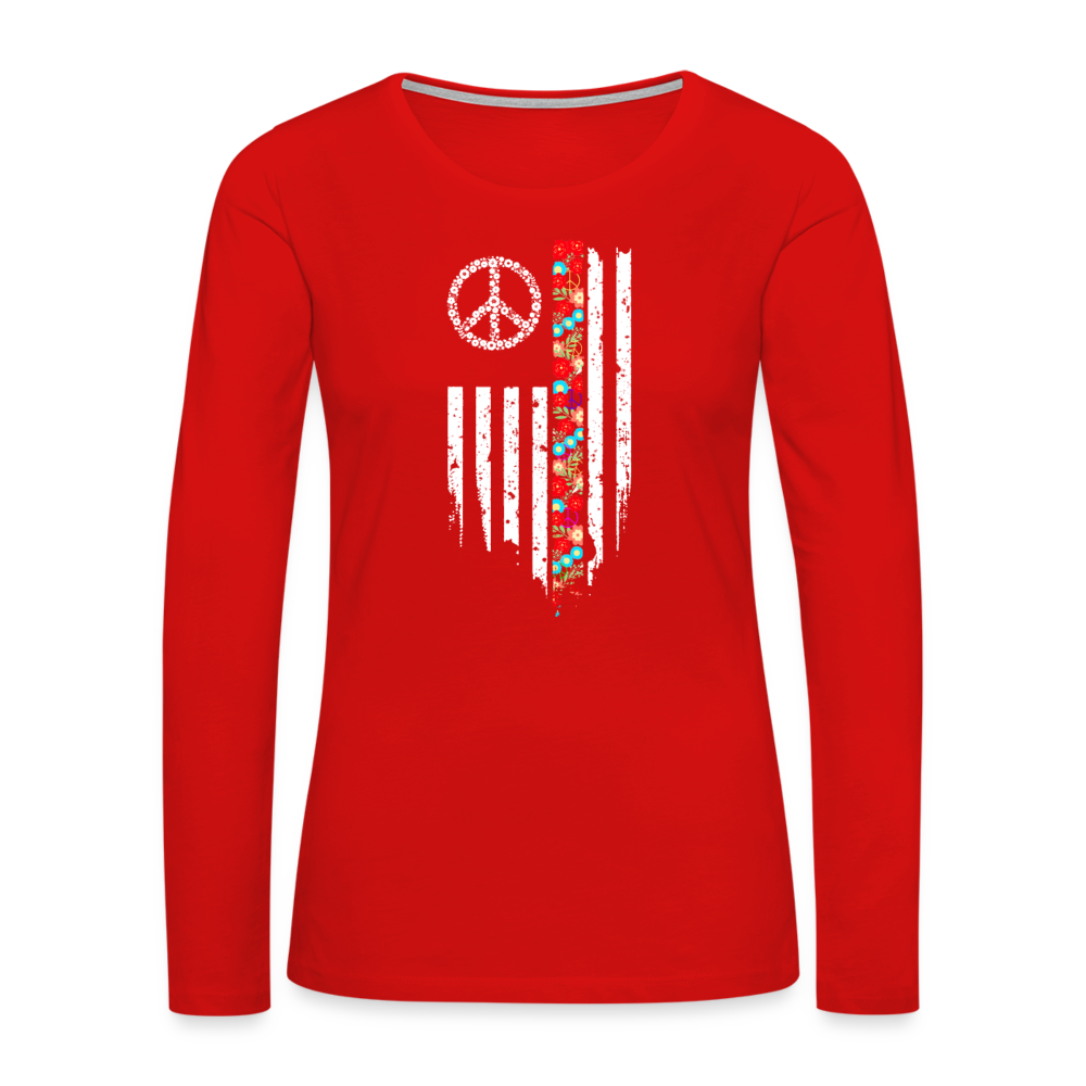 American Peace Sign Women's Premium Long Sleeve T-Shirt - red